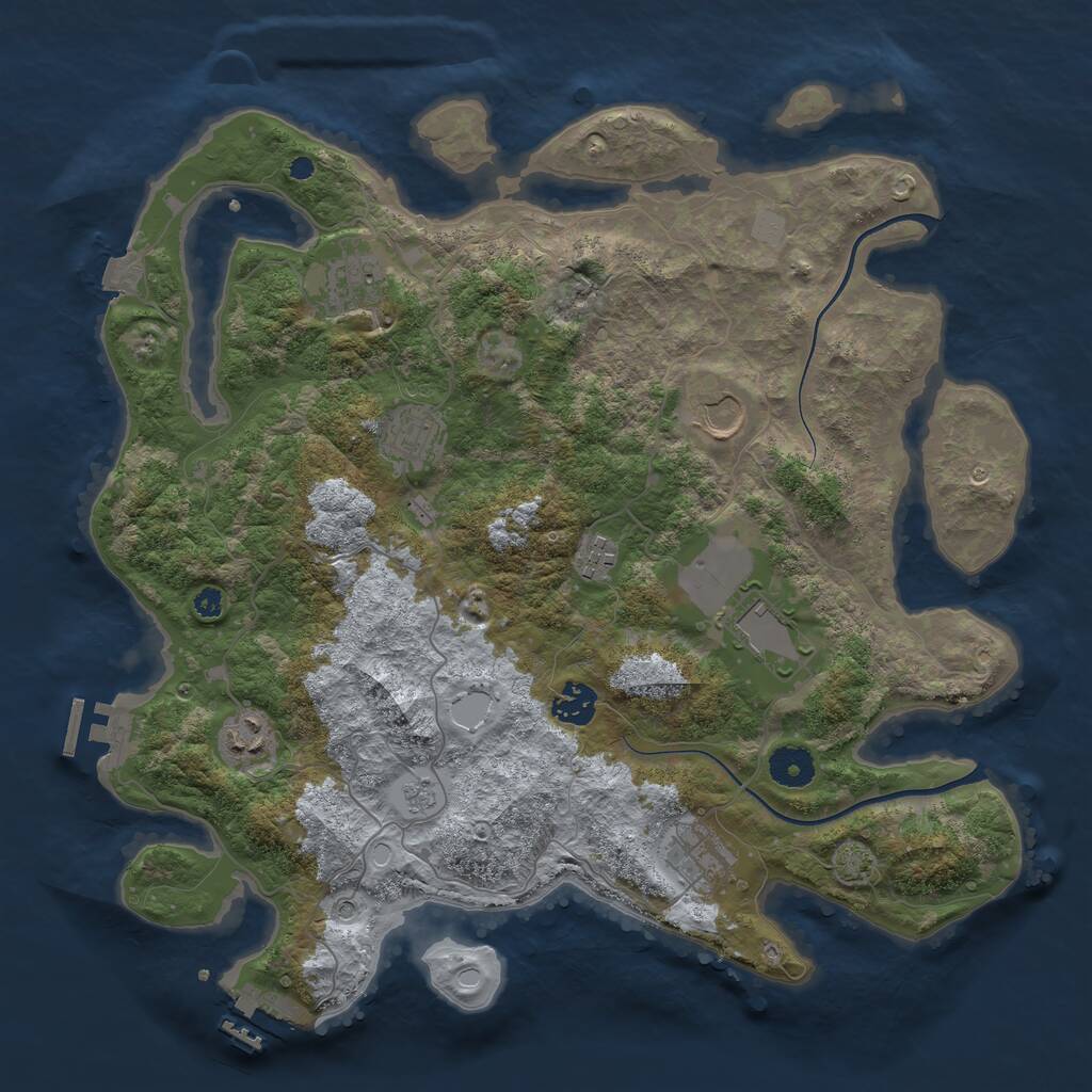 Rust Map: Procedural Map, Size: 3750, Seed: 1745572983, 14 Monuments