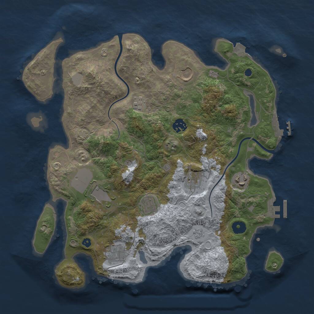 Rust Map: Procedural Map, Size: 3500, Seed: 1905891207, 14 Monuments