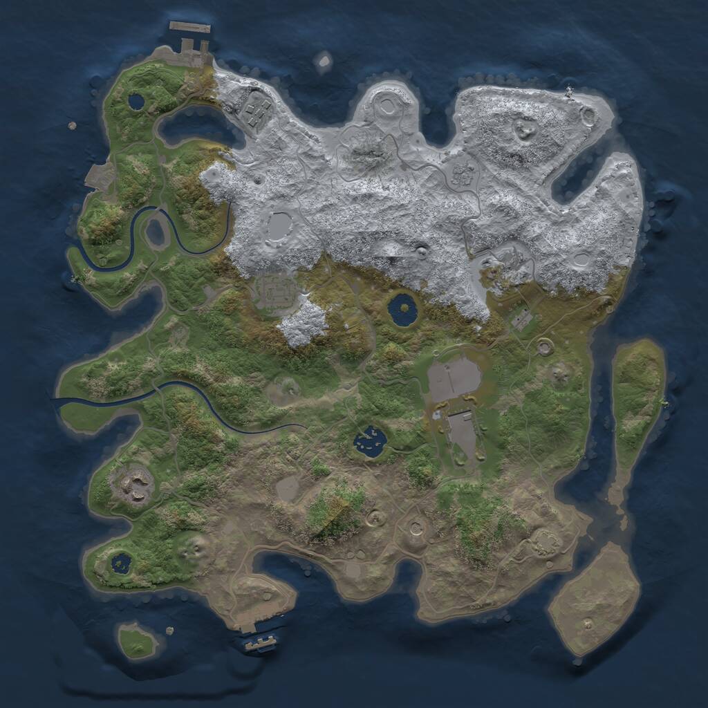 Rust Map: Procedural Map, Size: 3500, Seed: 36863697, 12 Monuments