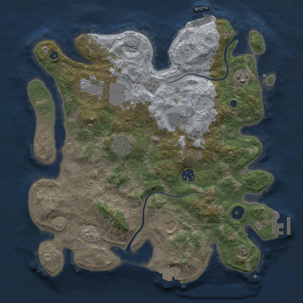 Rust Map: Procedural Map, Size: 3500, Seed: 156478961, 13 Monuments