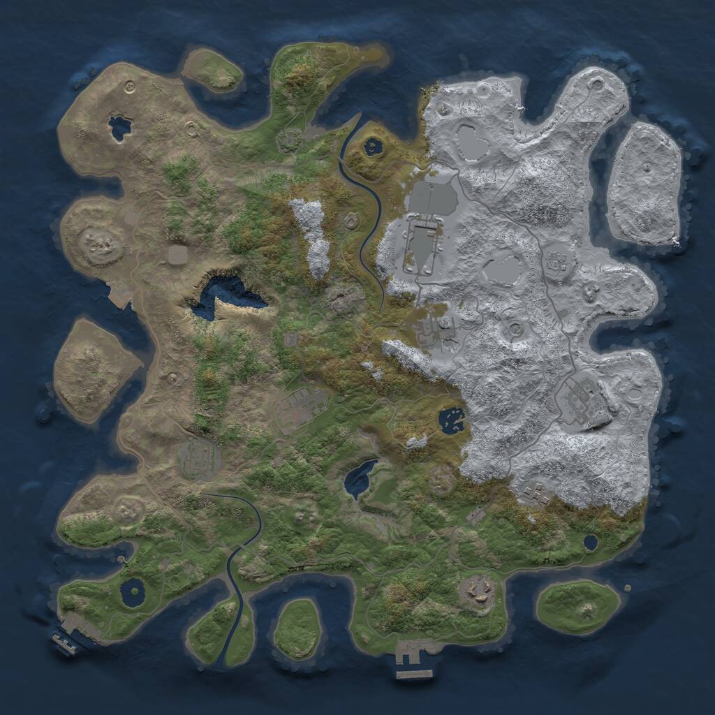 Rust Map: Procedural Map, Size: 4000, Seed: 1153002, 14 Monuments