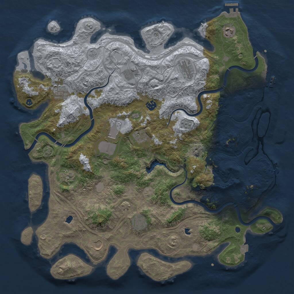 Rust Map: Procedural Map, Size: 4500, Seed: 751635544, 17 Monuments