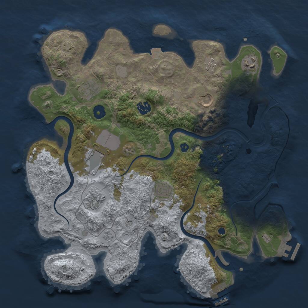 Rust Map: Procedural Map, Size: 3500, Seed: 1279500371, 14 Monuments