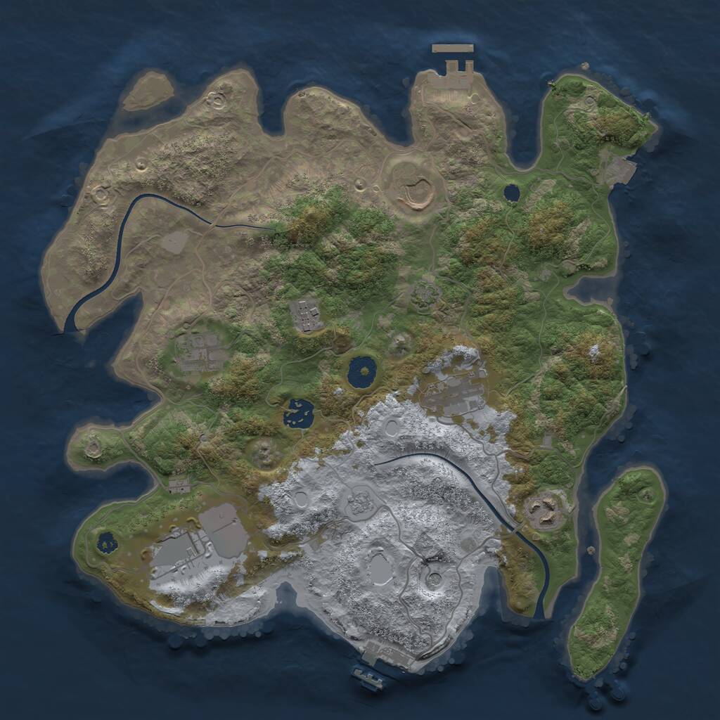 Rust Map: Procedural Map, Size: 3500, Seed: 568343461, 13 Monuments