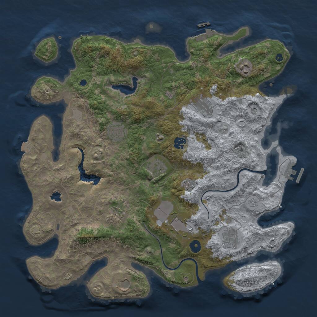 Rust Map: Procedural Map, Size: 4000, Seed: 1512513918, 16 Monuments