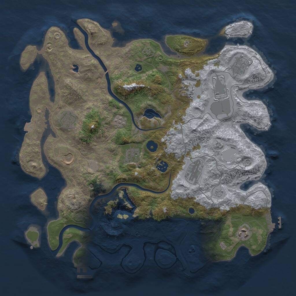 Rust Map: Procedural Map, Size: 4000, Seed: 331133958, 16 Monuments