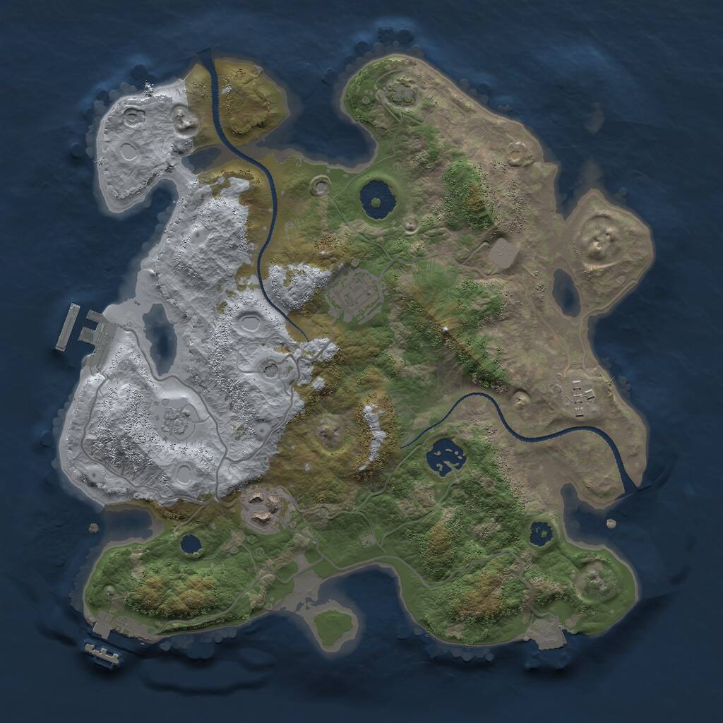 Rust Map: Procedural Map, Size: 3000, Seed: 95577, 10 Monuments
