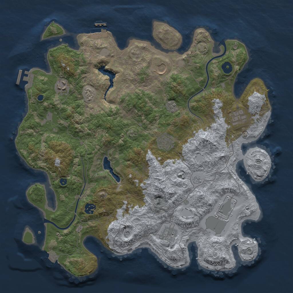 Rust Map: Procedural Map, Size: 4000, Seed: 324562, 14 Monuments