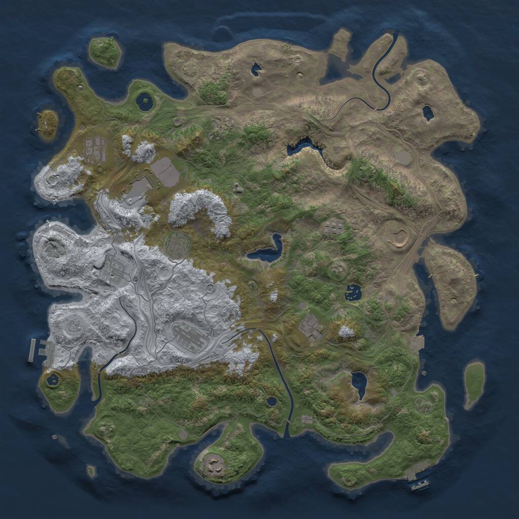 Rust Map: Procedural Map, Size: 4500, Seed: 8041345, 17 Monuments