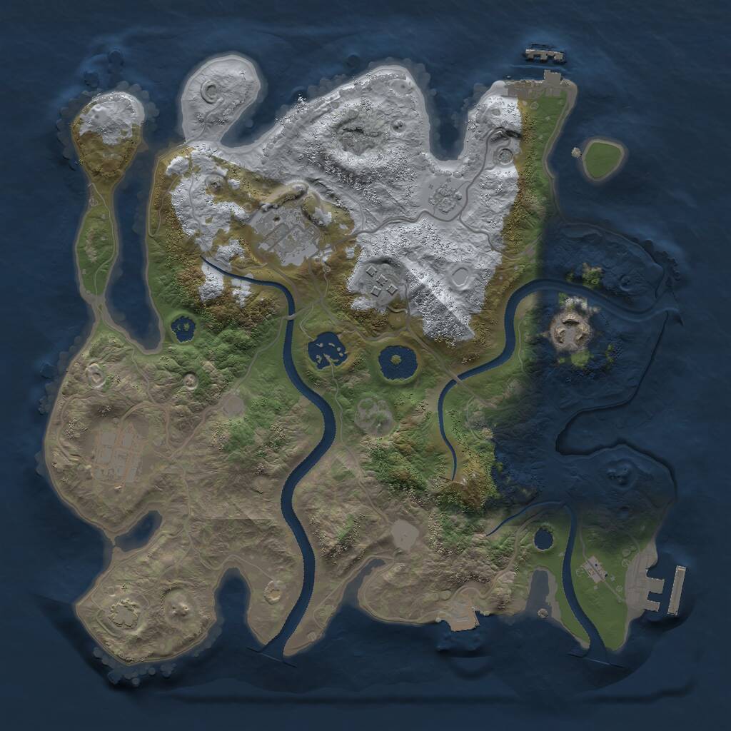 Rust Map: Procedural Map, Size: 3000, Seed: 456723471, 11 Monuments