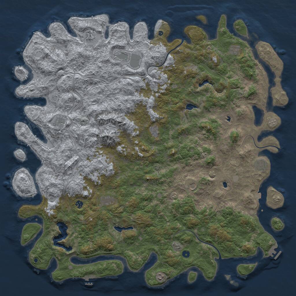 Rust Map: Procedural Map, Size: 6000, Seed: 65389745, 17 Monuments