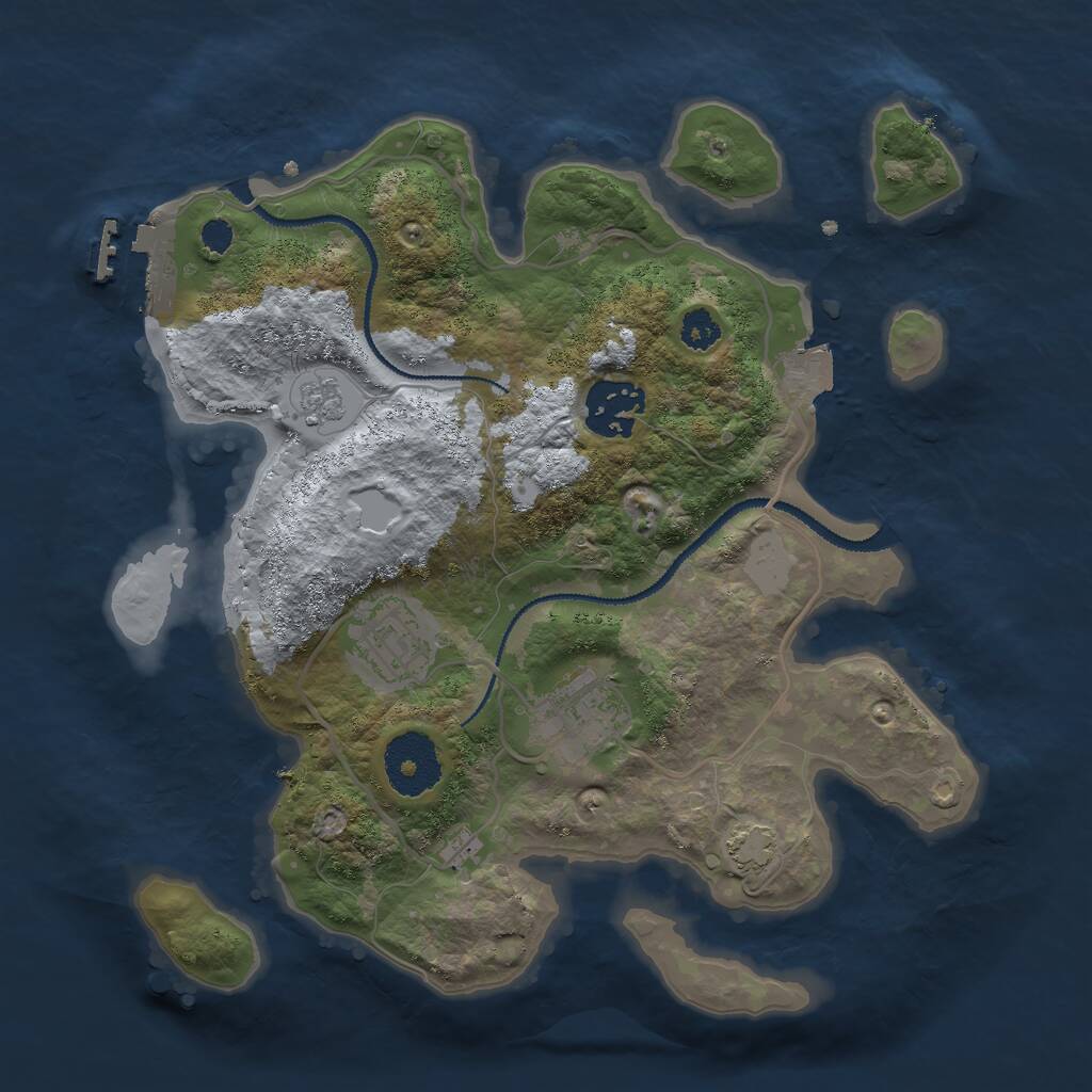 Rust Map: Procedural Map, Size: 2750, Seed: 284218549, 7 Monuments
