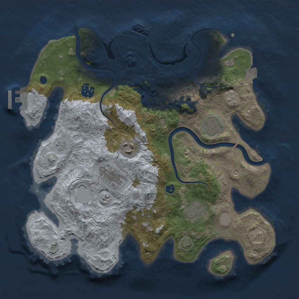 Rust Map: Procedural Map, Size: 3300, Seed: 68757198, 12 Monuments