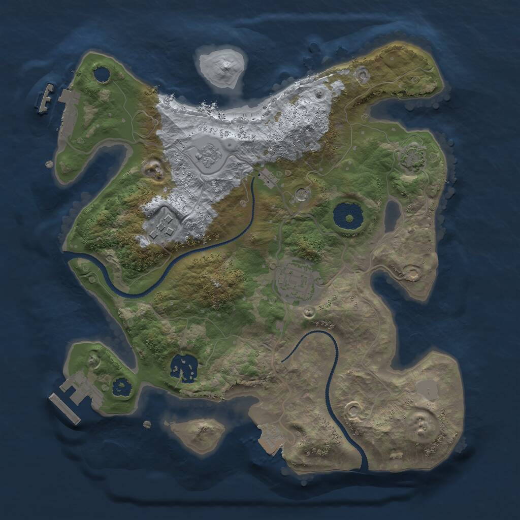 Rust Map: Procedural Map, Size: 2700, Seed: 604857291, 9 Monuments