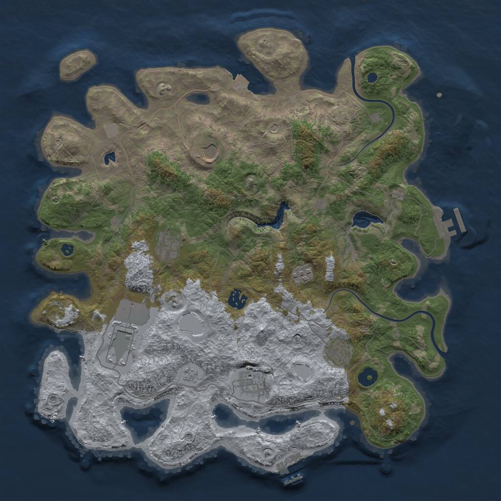 Rust Map: Procedural Map, Size: 4000, Seed: 756166133, 13 Monuments