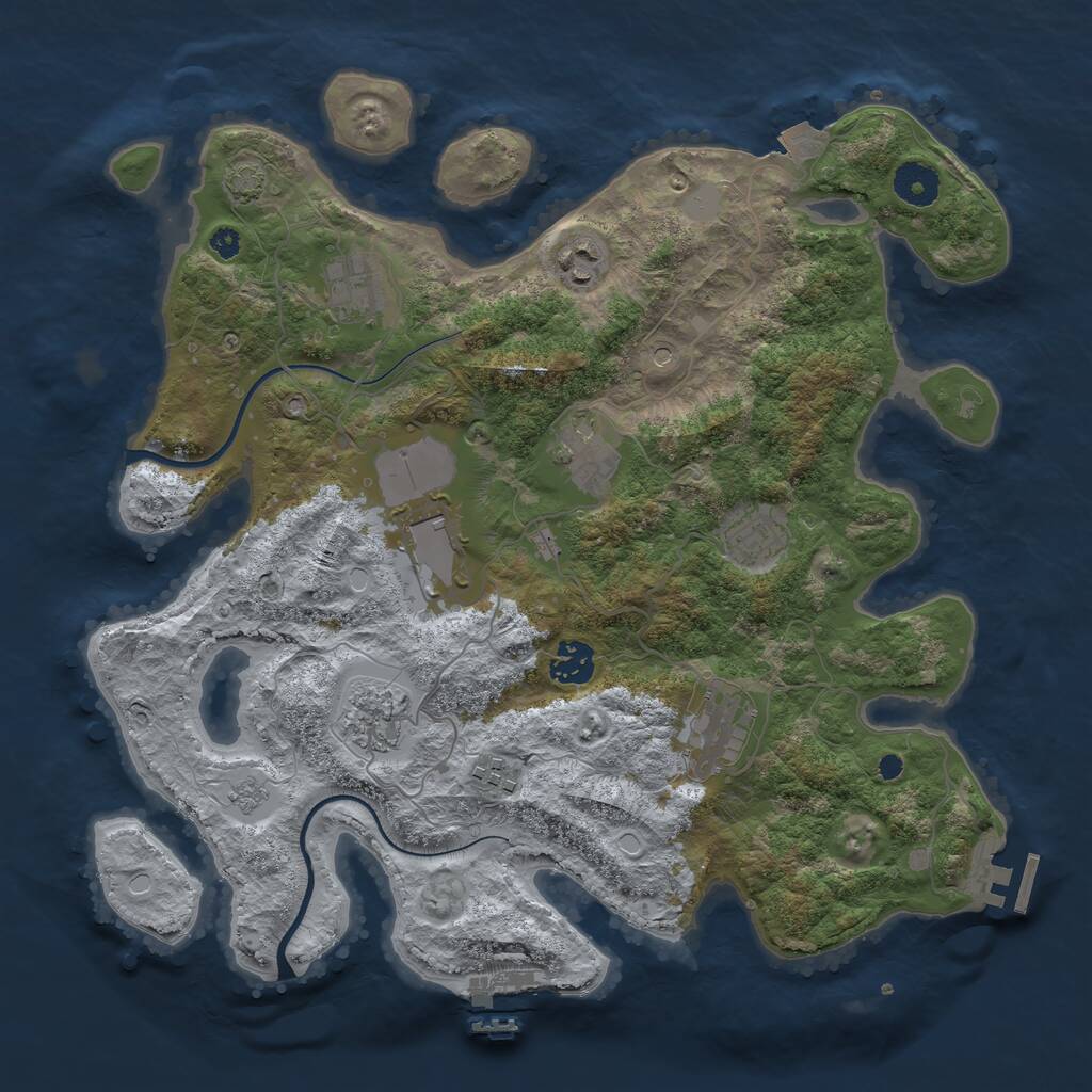 Rust Map: Procedural Map, Size: 3650, Seed: 1760275240, 15 Monuments