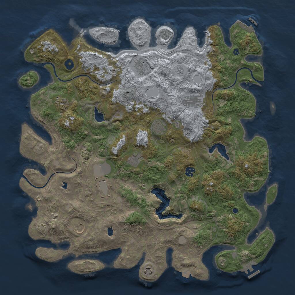 Rust Map: Procedural Map, Size: 4500, Seed: 727936599, 16 Monuments