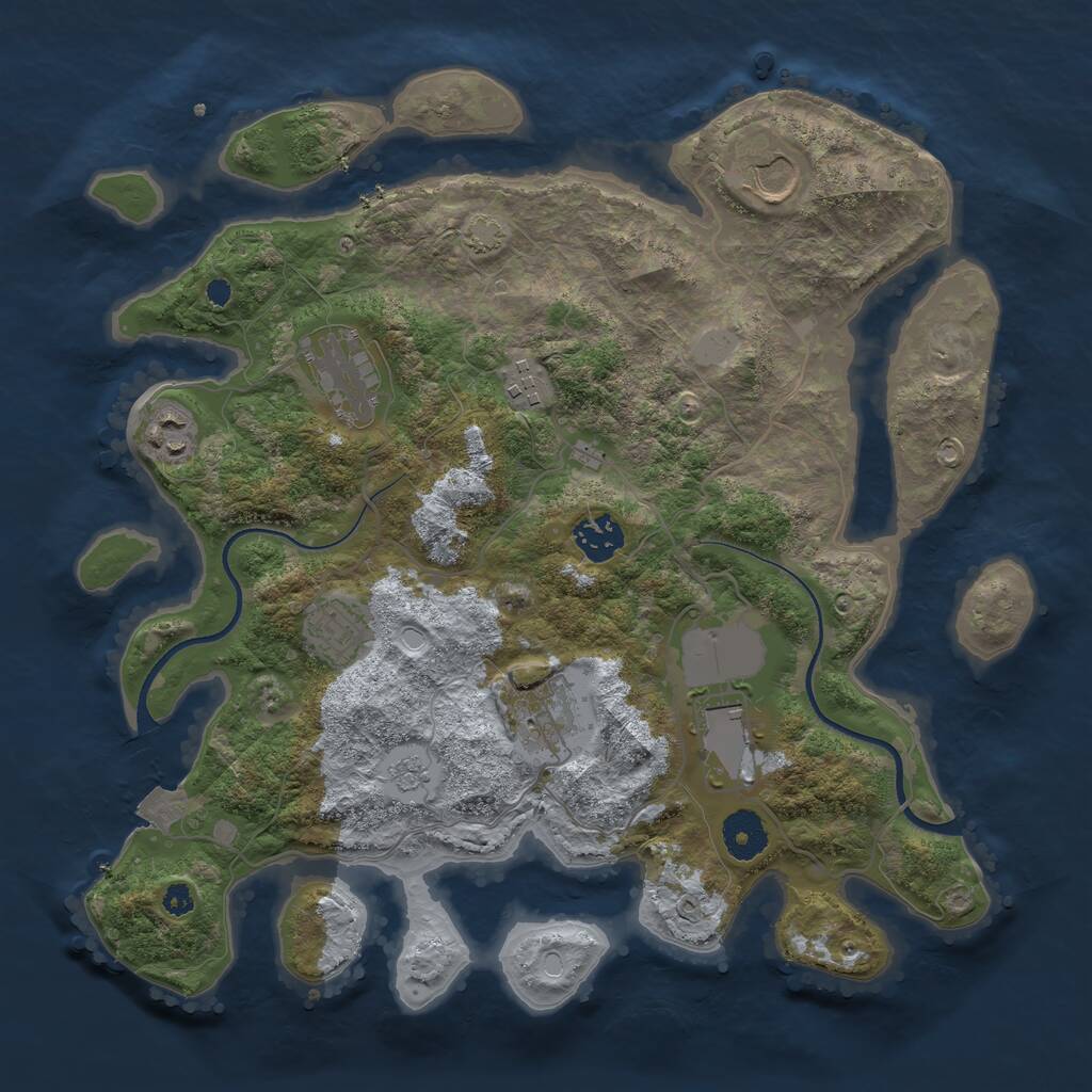 Rust Map: Procedural Map, Size: 3500, Seed: 1234842726, 11 Monuments