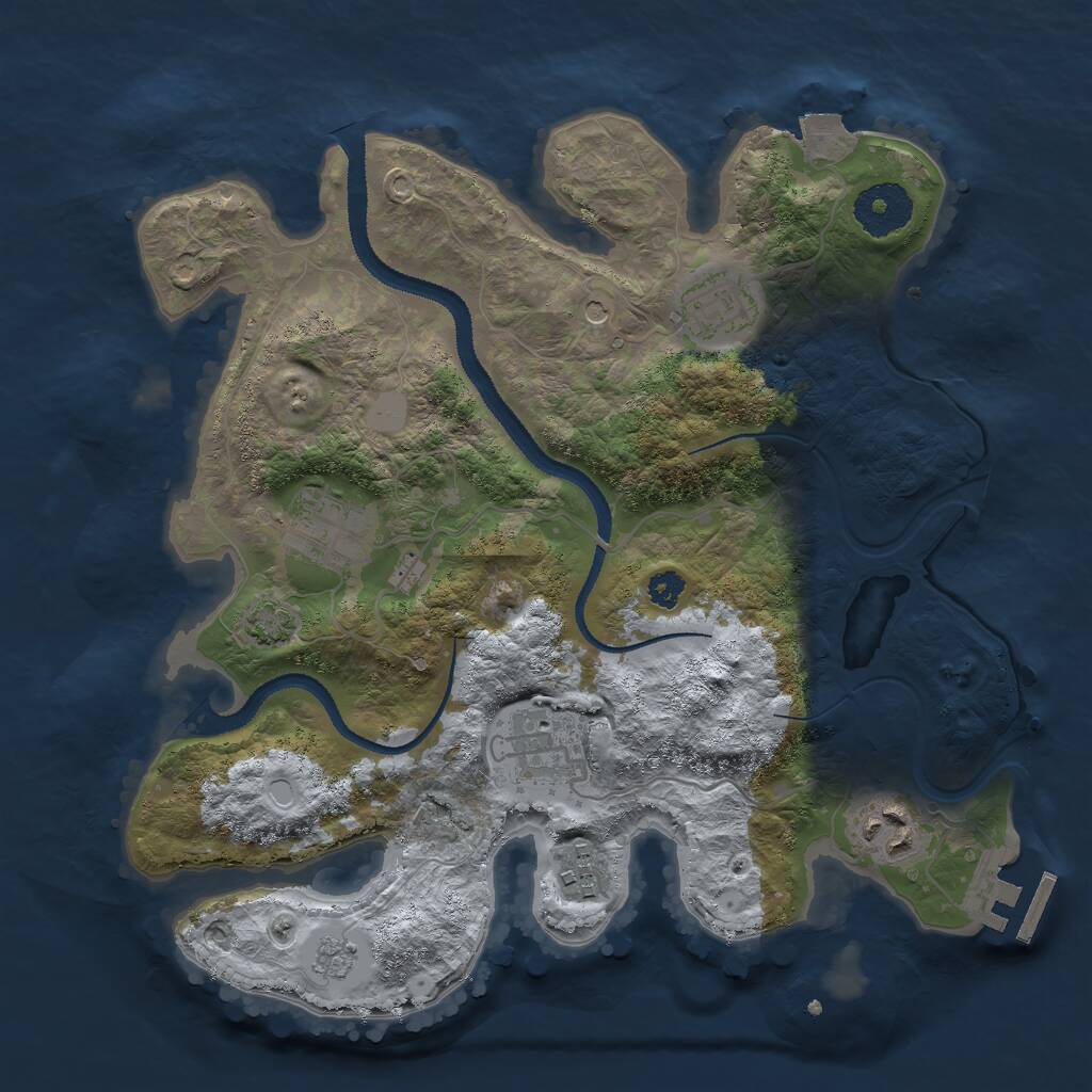 Rust Map: Procedural Map, Size: 3000, Seed: 775268455, 10 Monuments