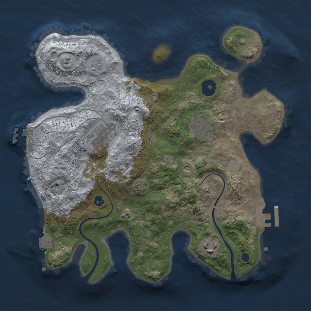 Rust Map: Procedural Map, Size: 3000, Seed: 4791, 9 Monuments