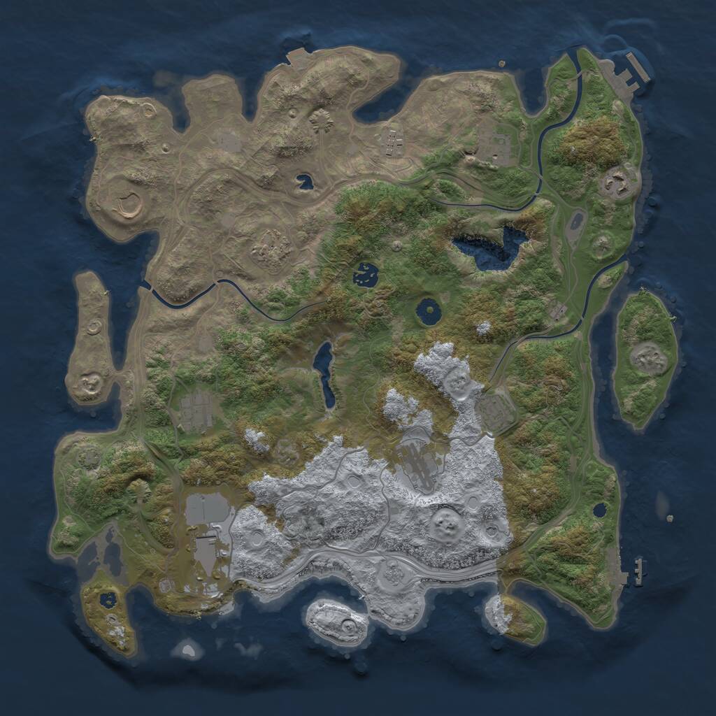 Rust Map: Procedural Map, Size: 4250, Seed: 1350709228, 16 Monuments