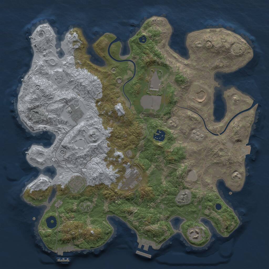 Rust Map: Procedural Map, Size: 3500, Seed: 939820631, 14 Monuments