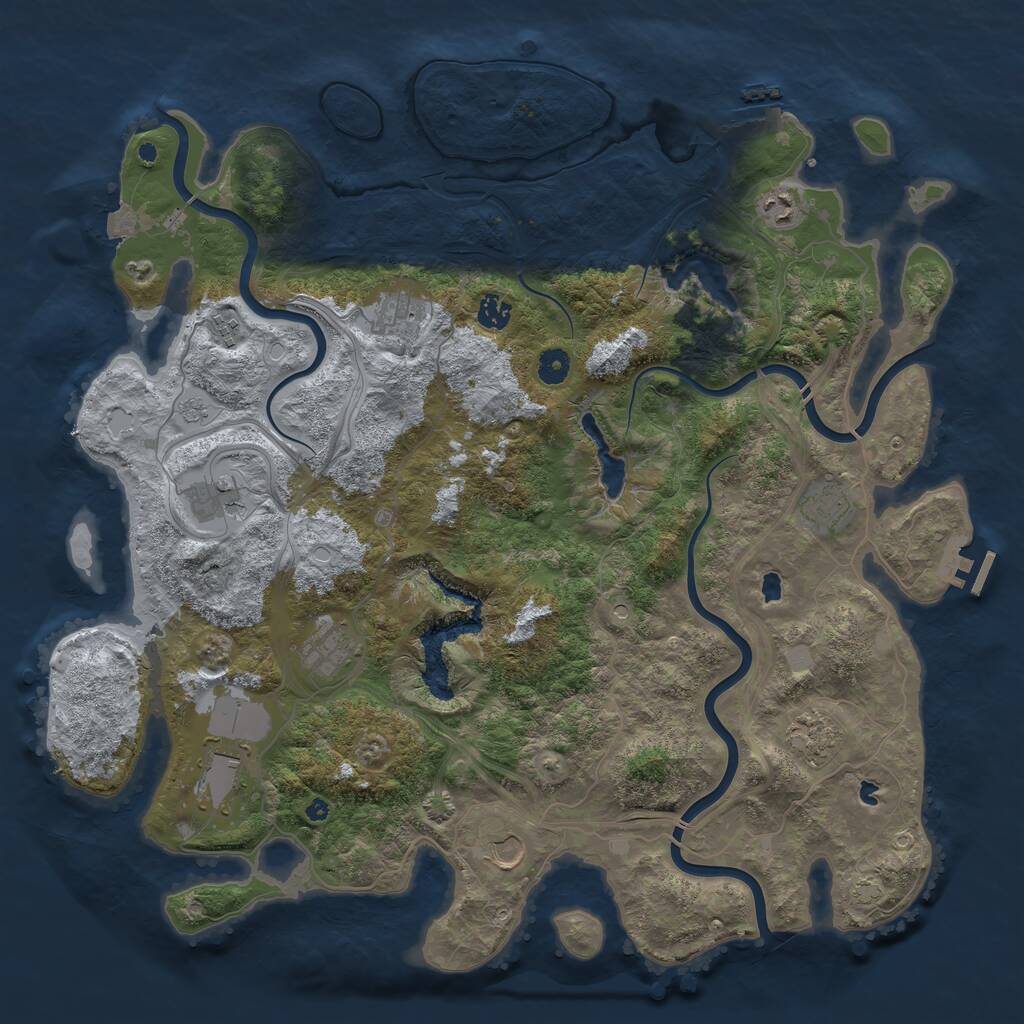 Rust Map: Procedural Map, Size: 4500, Seed: 395921469, 16 Monuments