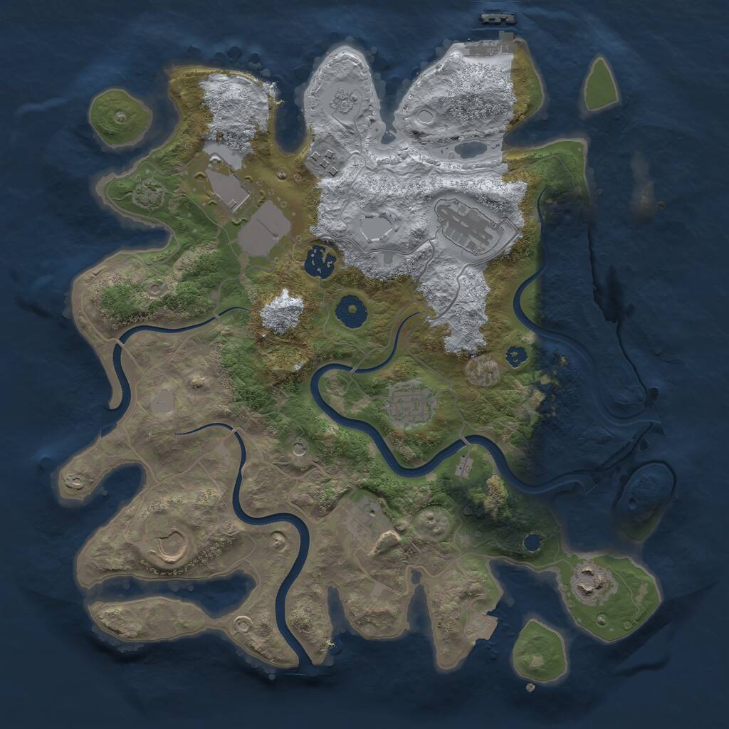 Rust Map: Procedural Map, Size: 3500, Seed: 2715934, 13 Monuments