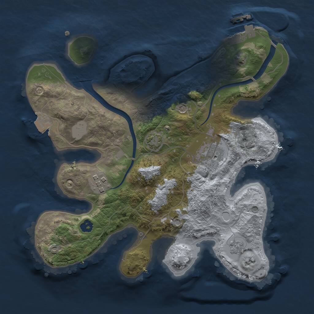 Rust Map: Procedural Map, Size: 2500, Seed: 622556020, 7 Monuments