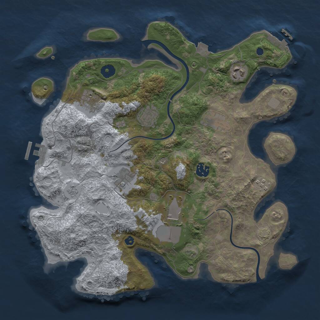 Rust Map: Procedural Map, Size: 3500, Seed: 605913365, 14 Monuments