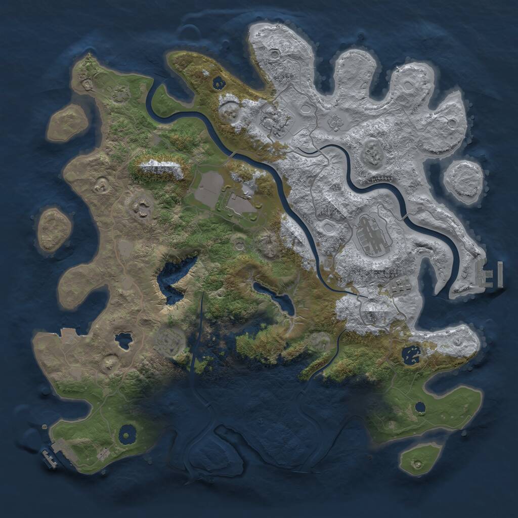Rust Map: Procedural Map, Size: 4000, Seed: 23487, 13 Monuments
