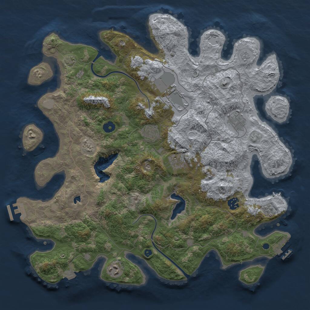Rust Map: Procedural Map, Size: 4000, Seed: 23487, 13 Monuments