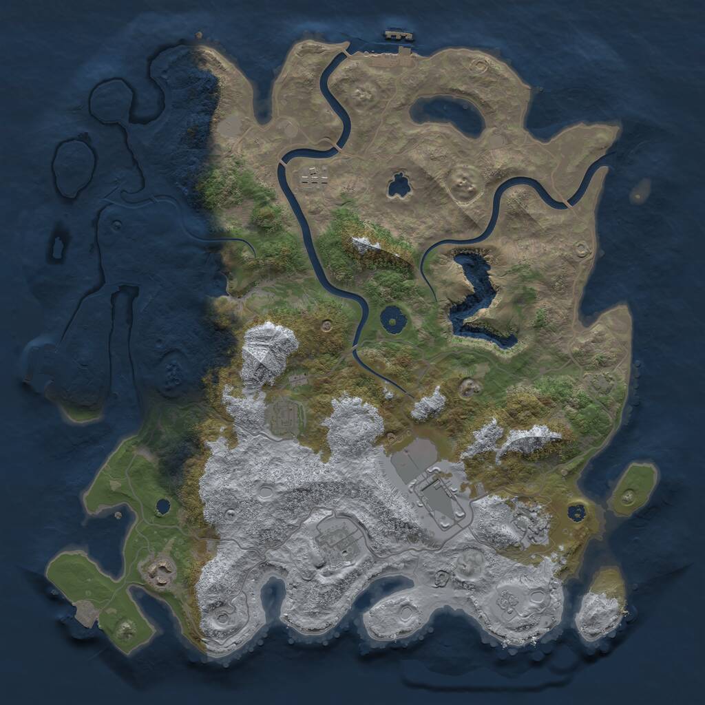 Rust Map: Procedural Map, Size: 4000, Seed: 947551, 12 Monuments