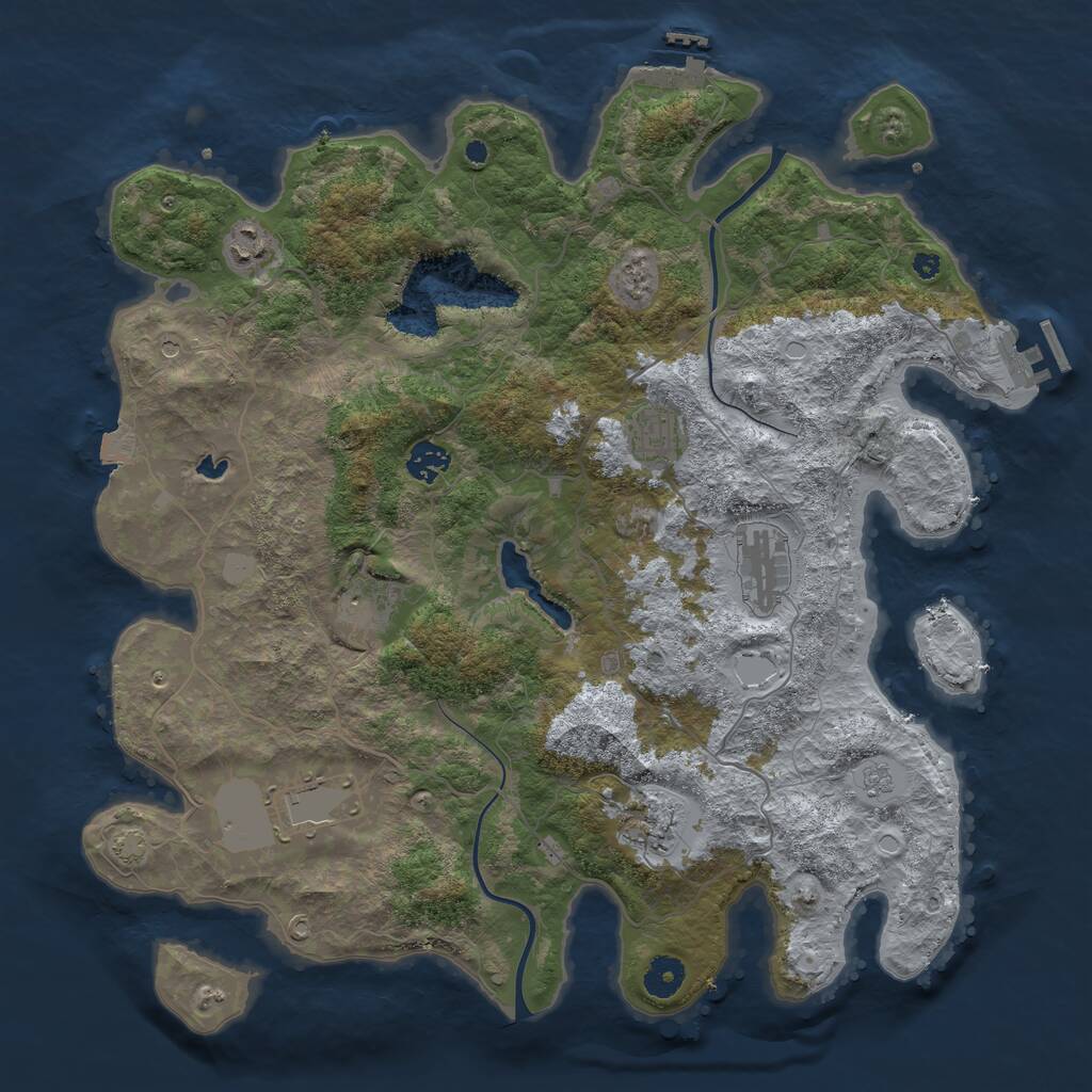 Rust Map: Procedural Map, Size: 4000, Seed: 95848476, 13 Monuments