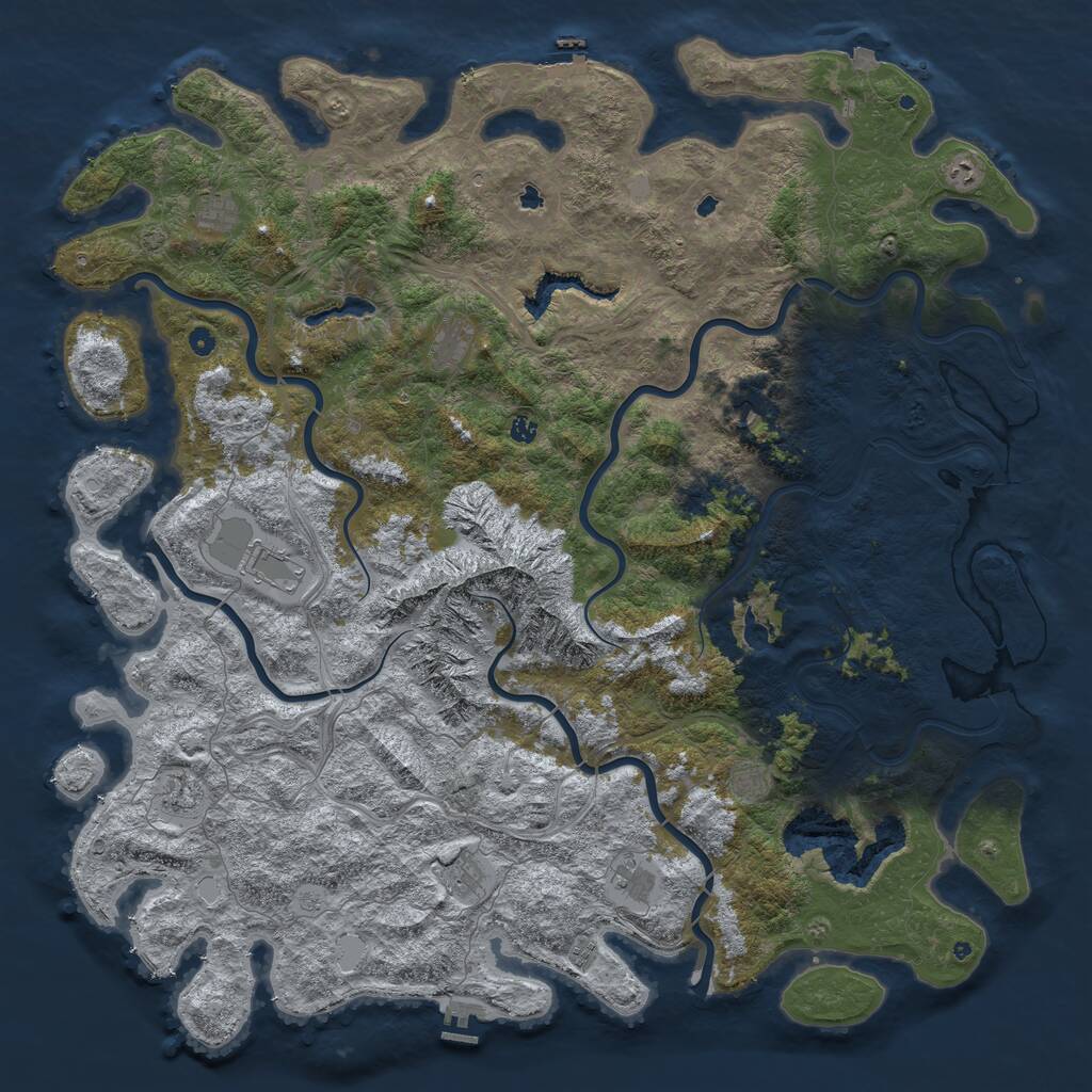 Rust Map: Procedural Map, Size: 6000, Seed: 275196095, 17 Monuments