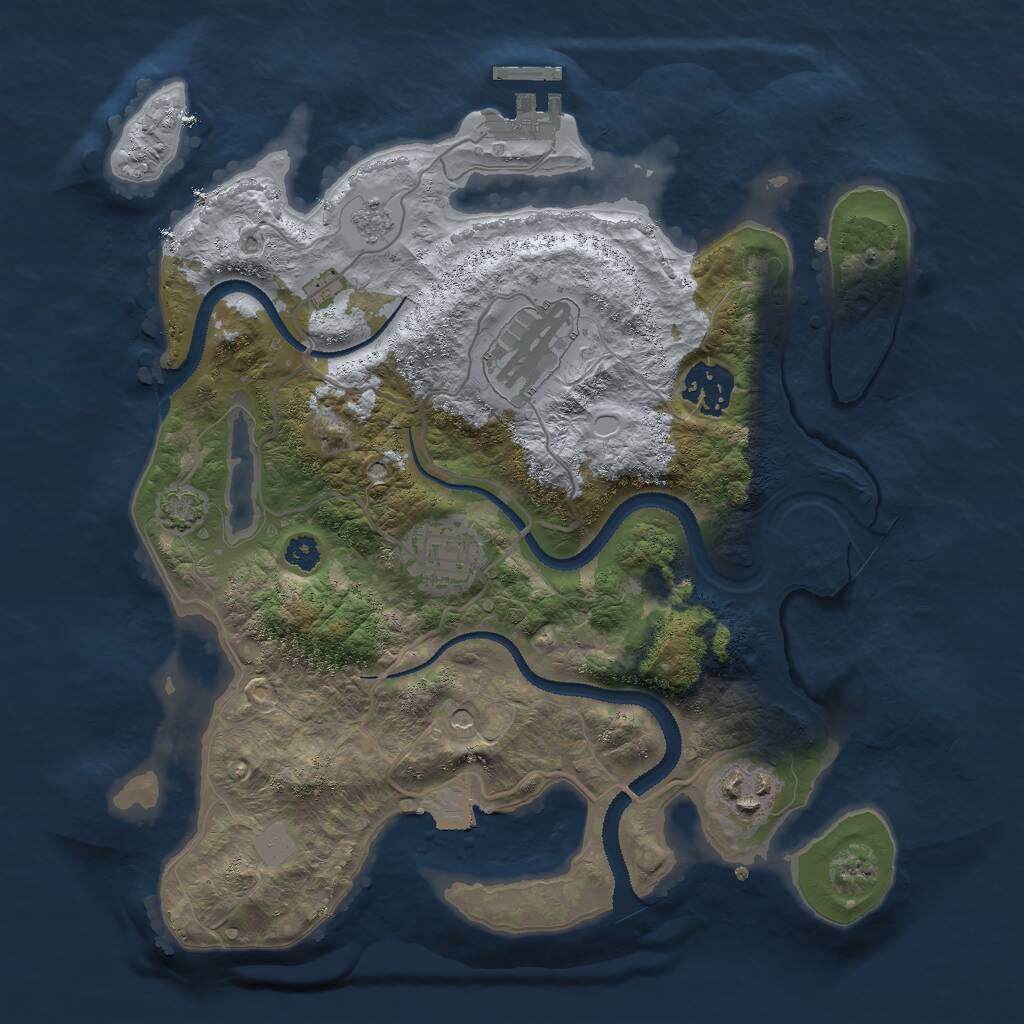 Rust Map: Procedural Map, Size: 3000, Seed: 272837873, 9 Monuments