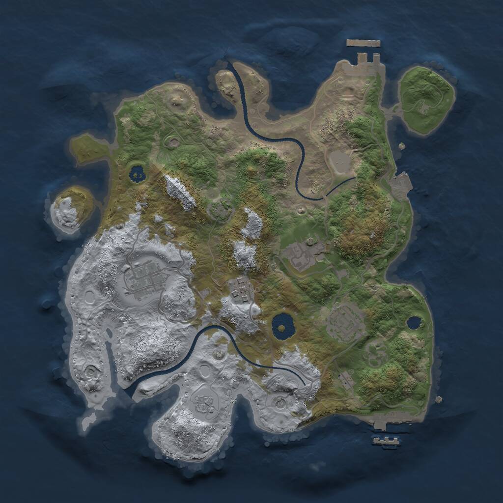 Rust Map: Procedural Map, Size: 3000, Seed: 275196095, 10 Monuments