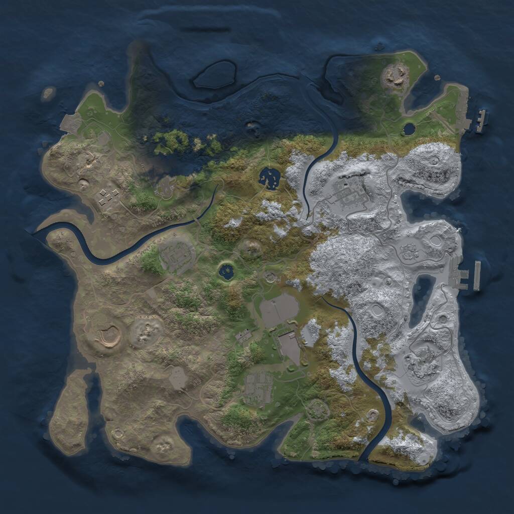 Rust Map: Procedural Map, Size: 3500, Seed: 307537954, 16 Monuments