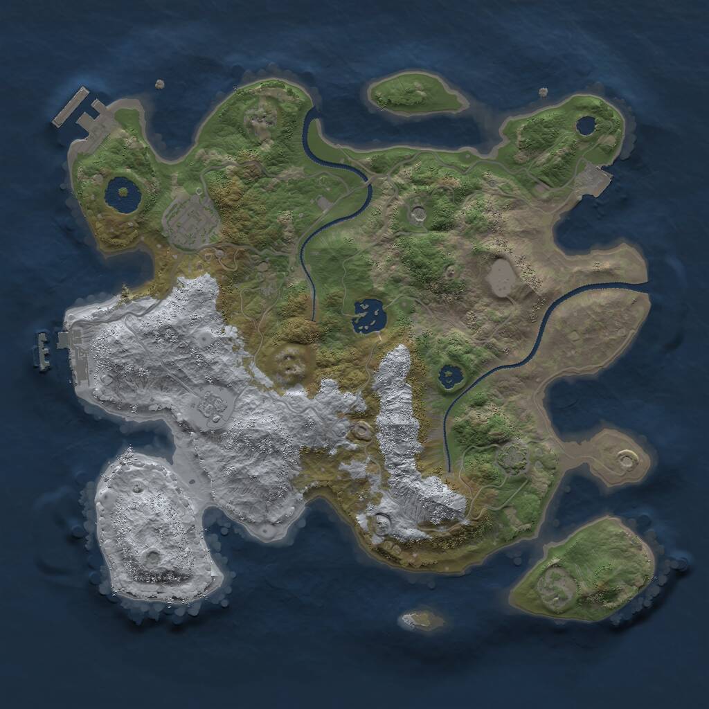 Rust Map: Procedural Map, Size: 3000, Seed: 75957, 8 Monuments