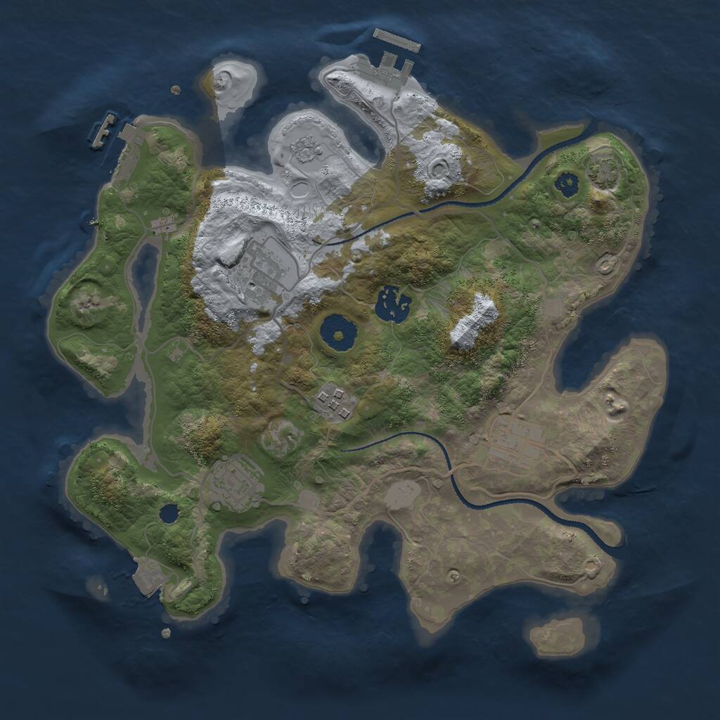 Rust Map: Procedural Map, Size: 3000, Seed: 11672, 10 Monuments