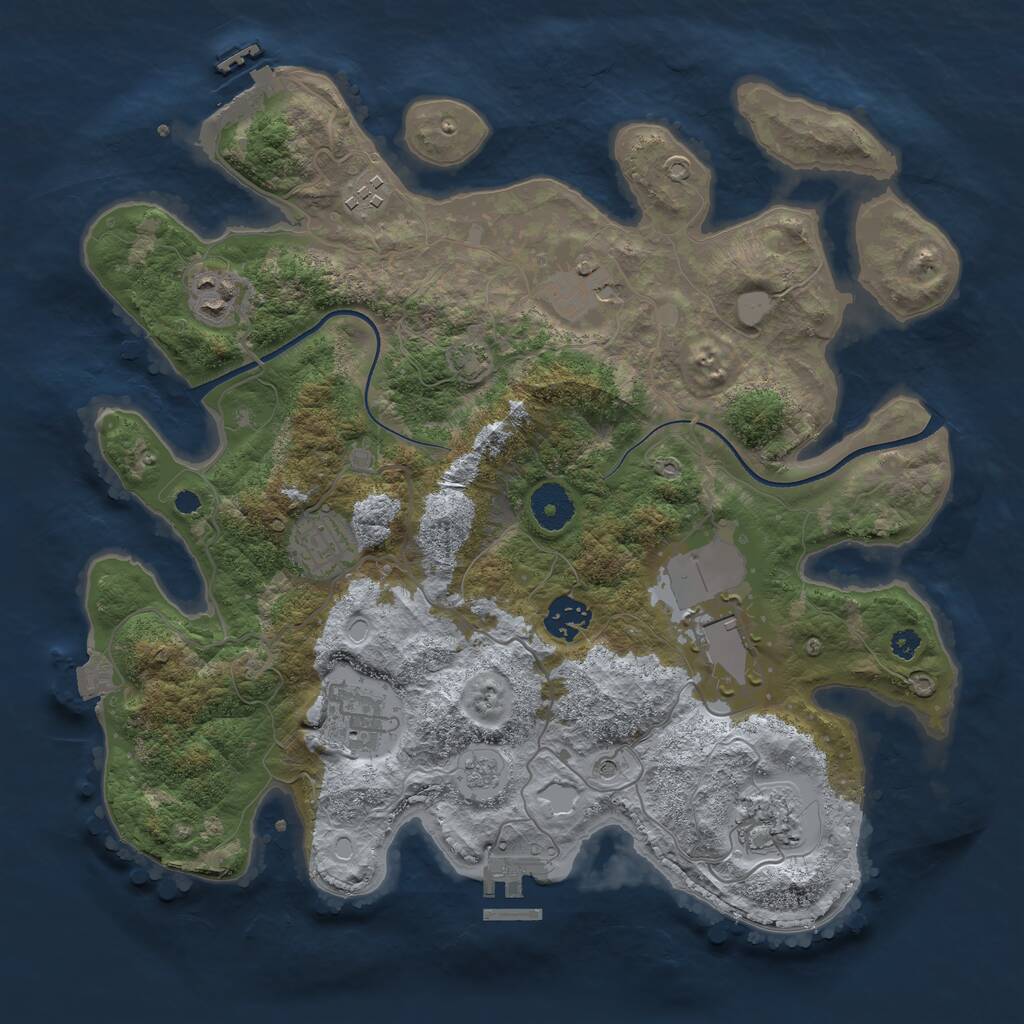 Rust Map: Procedural Map, Size: 3500, Seed: 438401688, 14 Monuments
