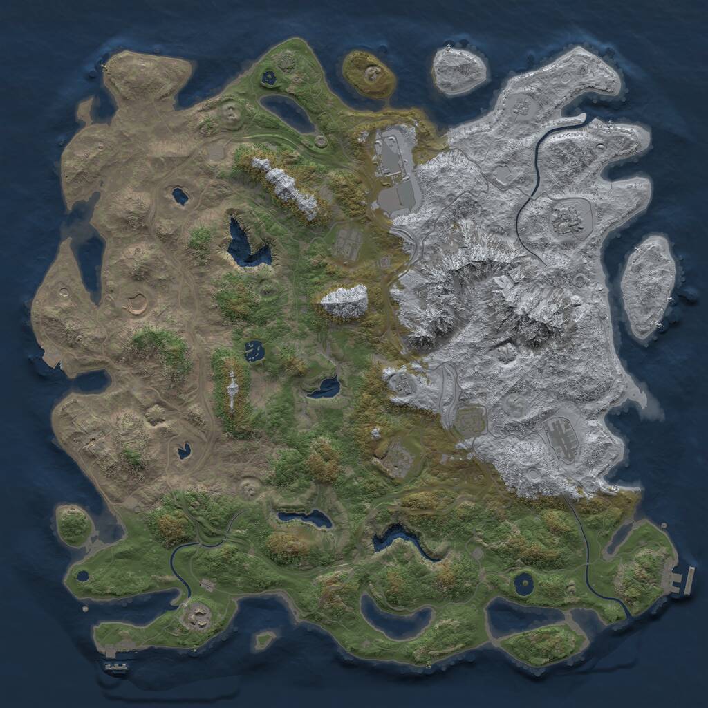 Rust Map: Procedural Map, Size: 5000, Seed: 9843215, 16 Monuments