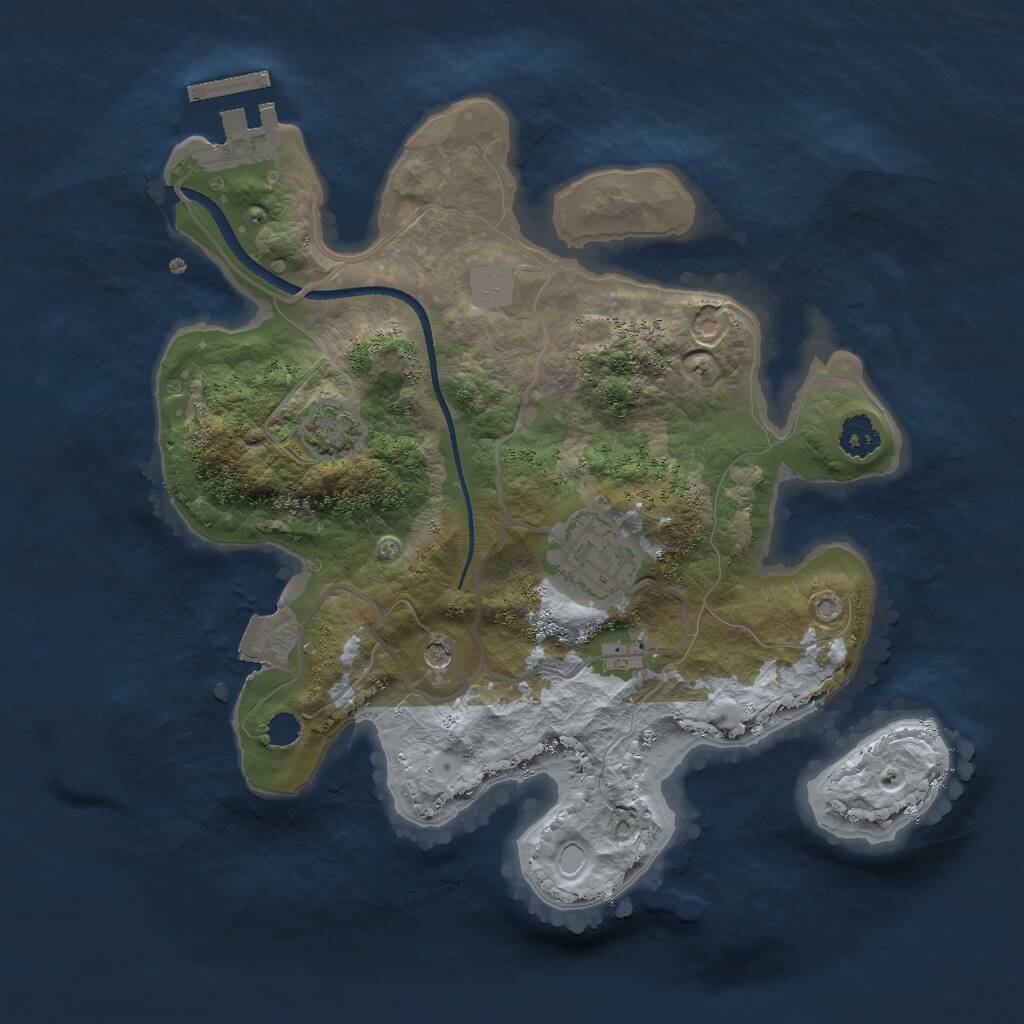 Rust Map: Procedural Map, Size: 2500, Seed: 3473475, 5 Monuments
