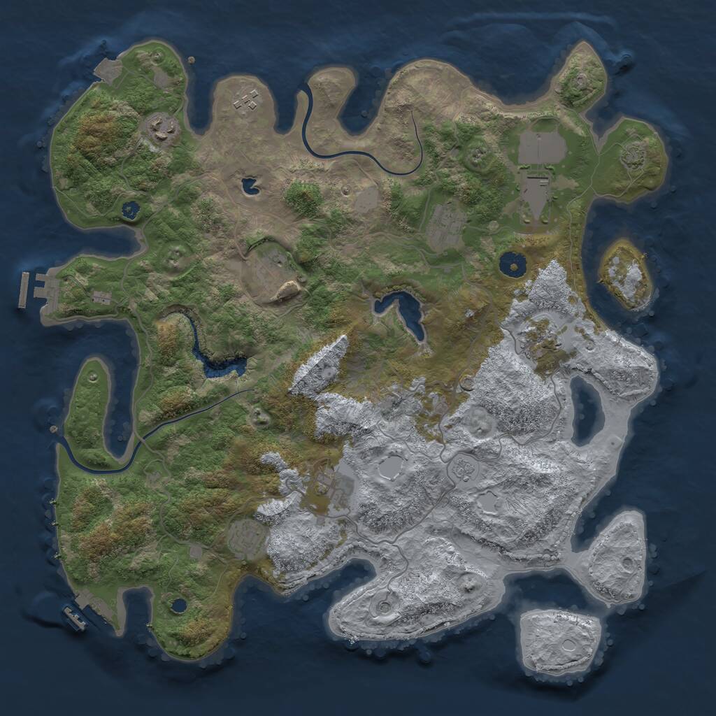 Rust Map: Procedural Map, Size: 4000, Seed: 5328, 14 Monuments