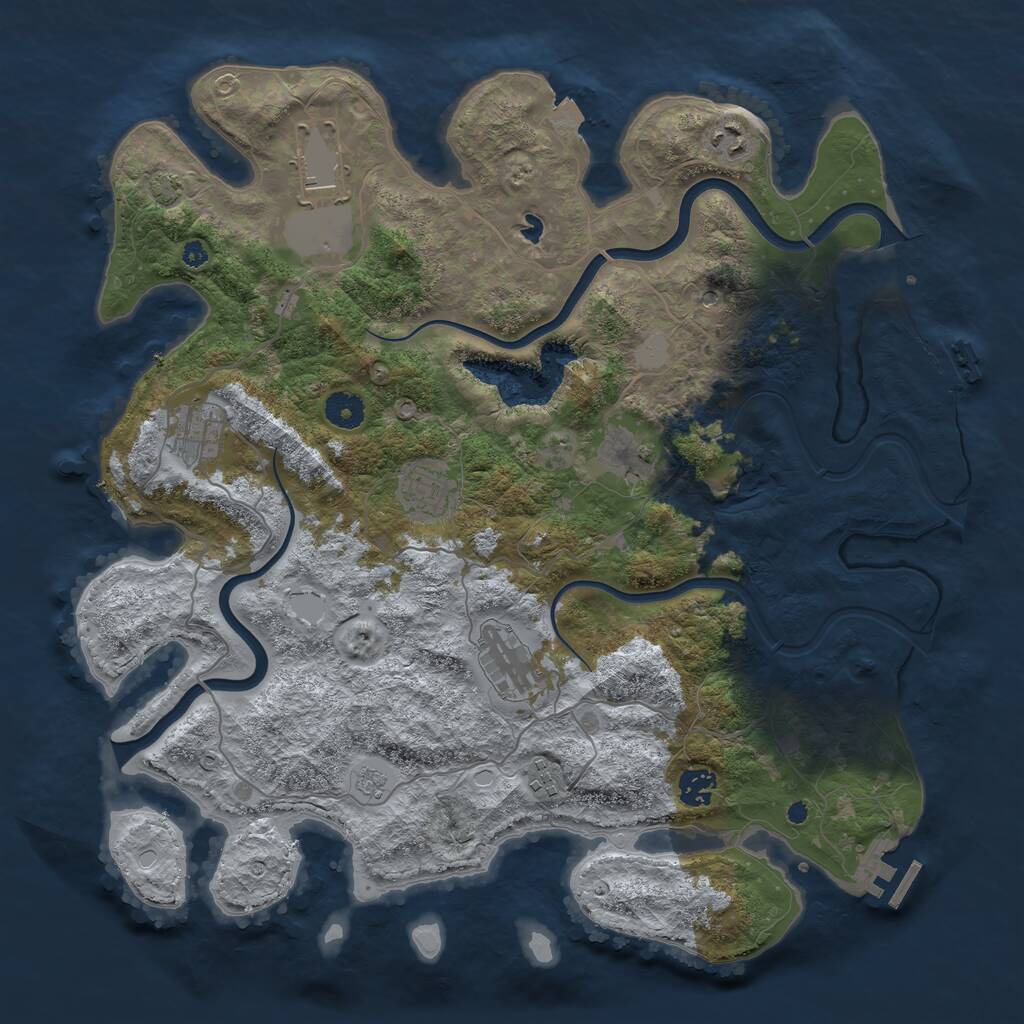Rust Map: Procedural Map, Size: 4000, Seed: 65001, 14 Monuments