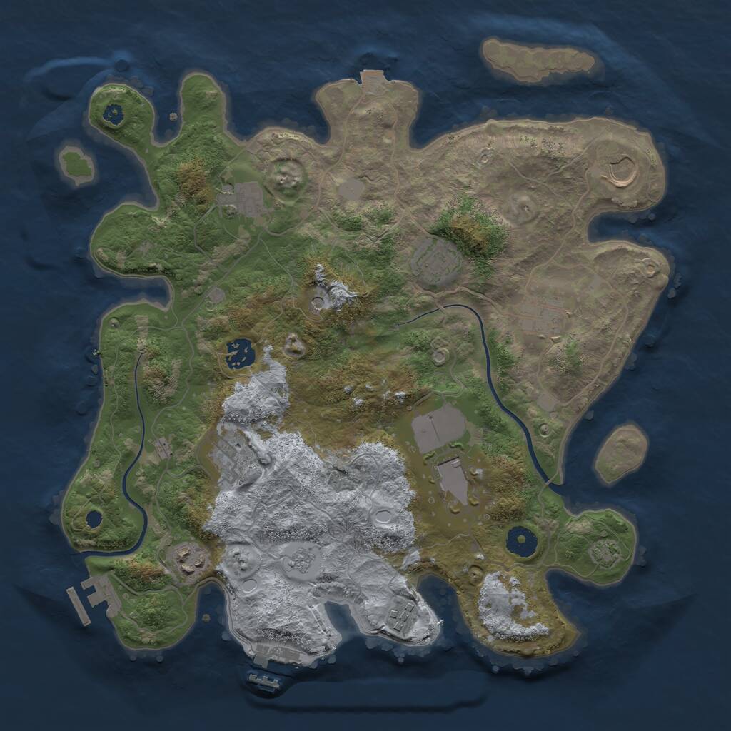 Rust Map: Procedural Map, Size: 3600, Seed: 1743661002, 15 Monuments