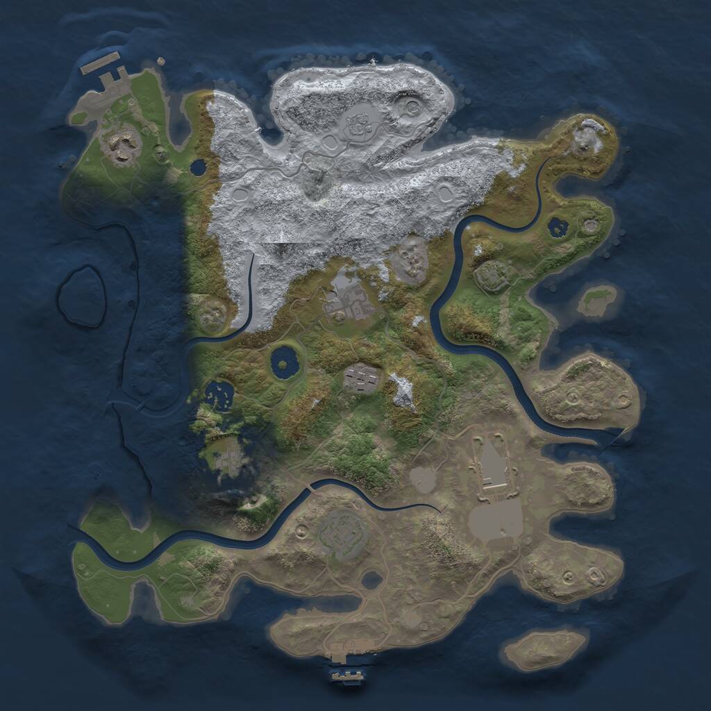 Rust Map: Procedural Map, Size: 3500, Seed: 37615, 13 Monuments