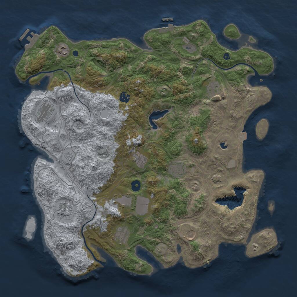 Rust Map: Procedural Map, Size: 4250, Seed: 706281448, 16 Monuments