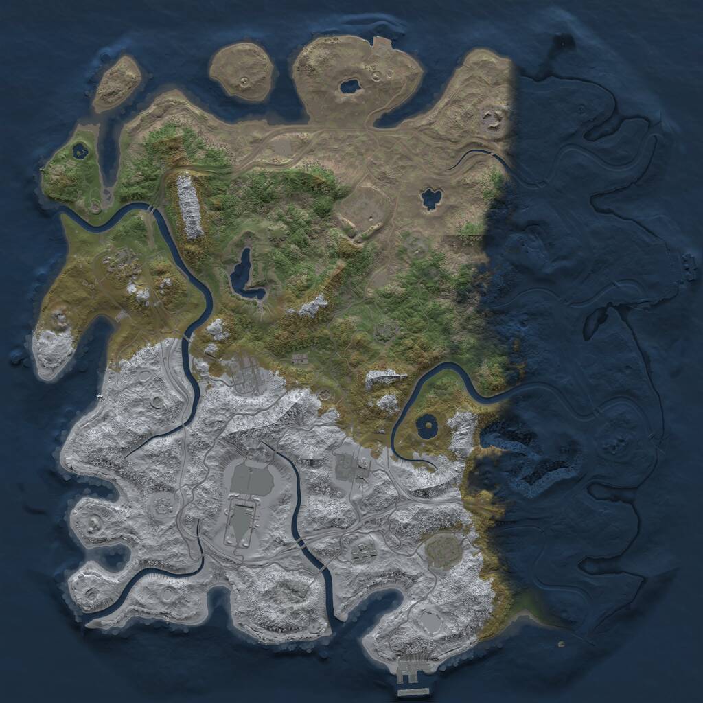 Rust Map: Procedural Map, Size: 4500, Seed: 1936104277, 14 Monuments