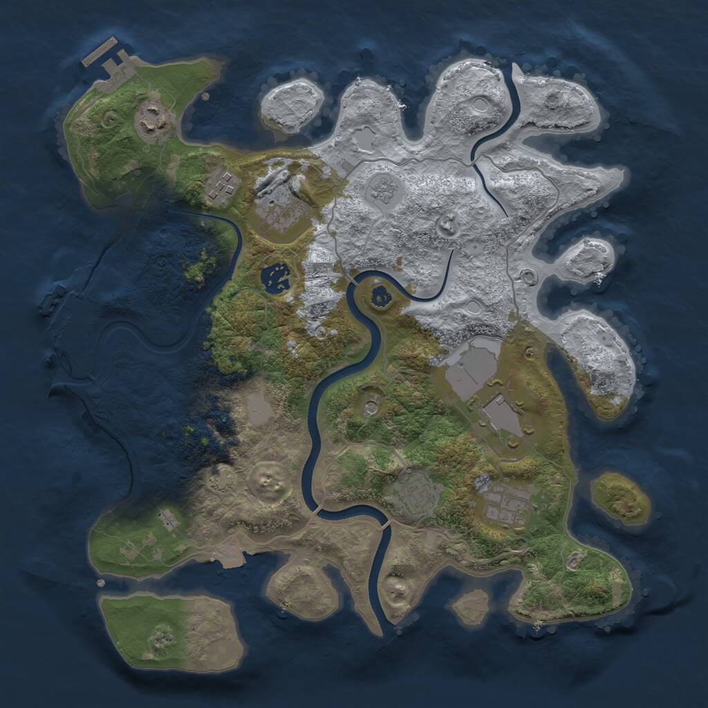 Rust Map: Procedural Map, Size: 3500, Seed: 1578470064, 13 Monuments